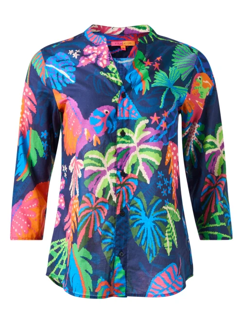 Juliet Navy Tropical Print Blouse