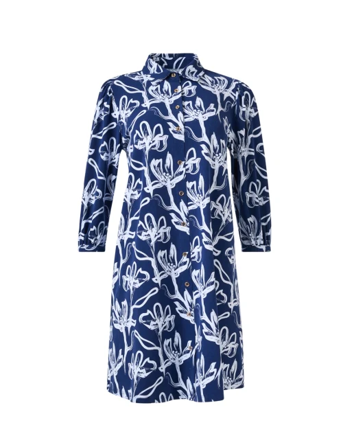 Ashlynn Navy Print Cotton Shirt Dress