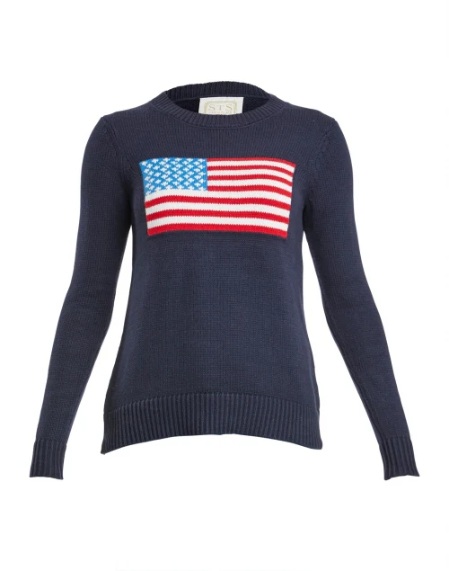 Navy American Flag Cotton Intarsia Sweater