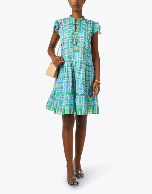Green and Blue Multi Print Dress