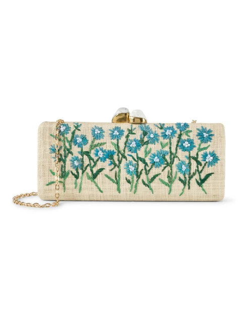 Alessandra Blue Floral Embroidered Clutch