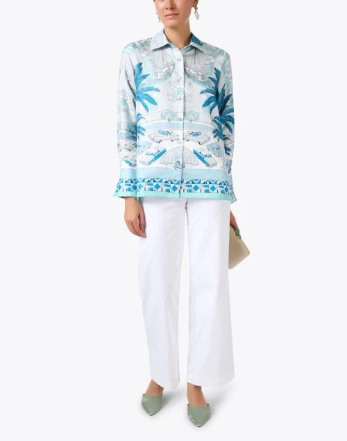 Miami Blue Print Silk Shirt
