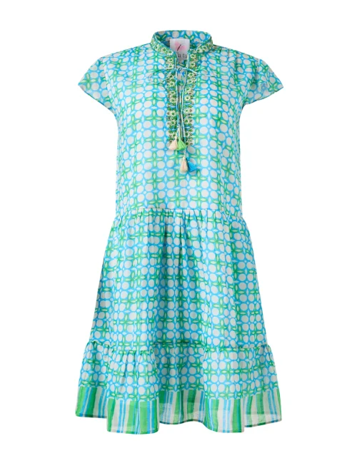Green and Blue Multi Print Dress