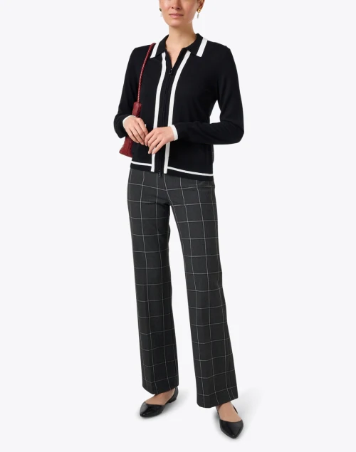 Jules Grey Windowpane Knit Pull On Pant