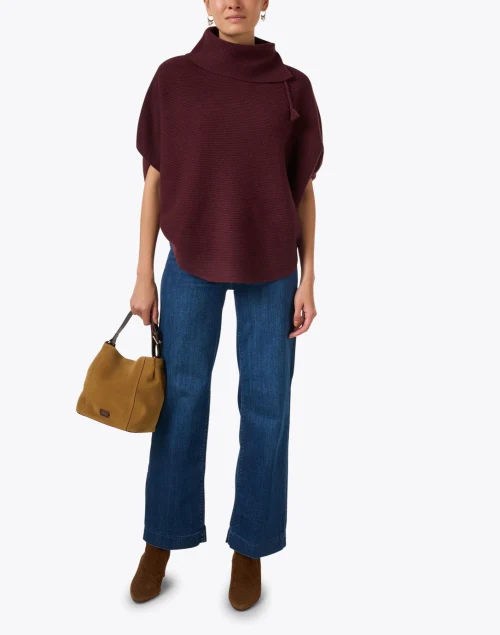 Burgundy Wool Poncho Sweater