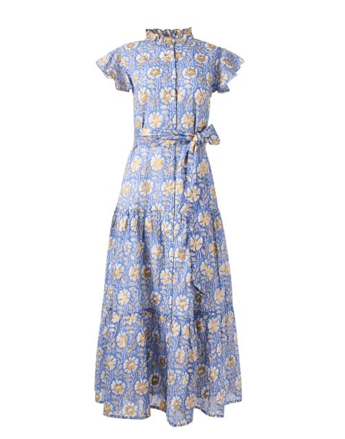 Blue and Gold Print Dress