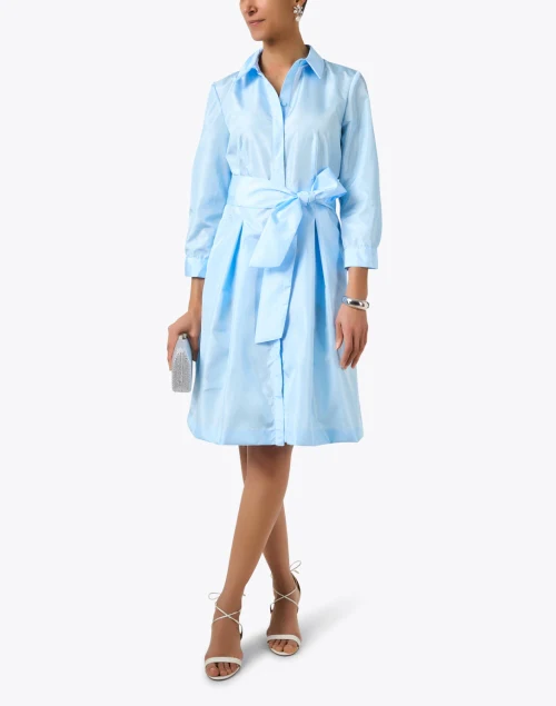 Blue Taffeta Shirt Dress