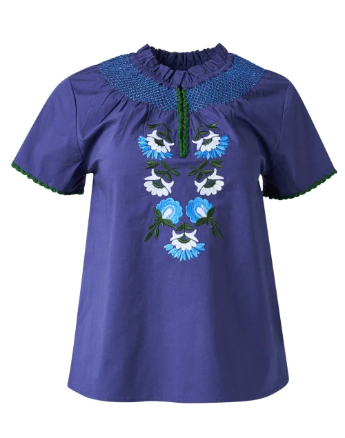 Keaton Navy Embroidered Top