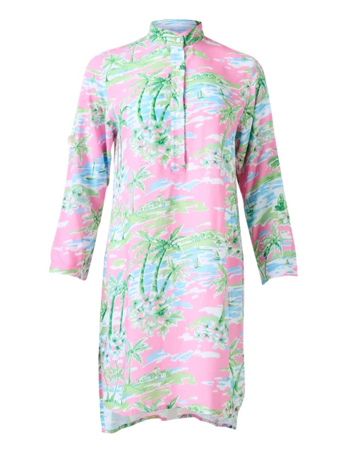 Day Tripper Pink Palm Print Dress