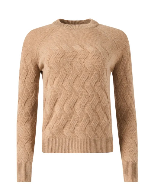 Camel Cashmere Cable Knit Sweater