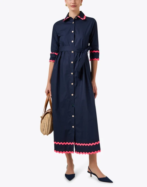 Natalia Navy Cotton Shirt Dress