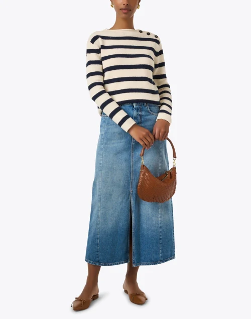 Vibo Ivory and Navy Striped Sweater