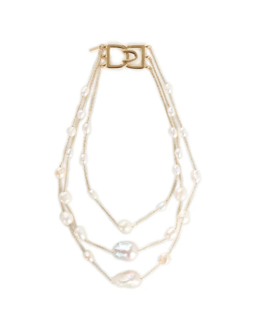 Gold Pearl Multi Strand Necklace