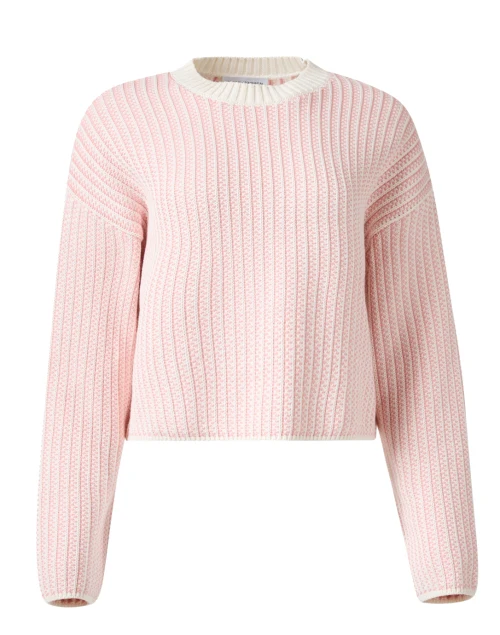 Ivory and Pink Striped Cotton Sweater