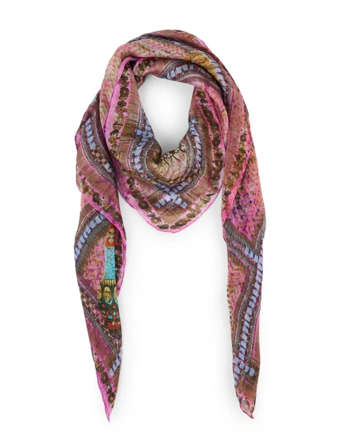 Pink Multi Print Silk Scarf