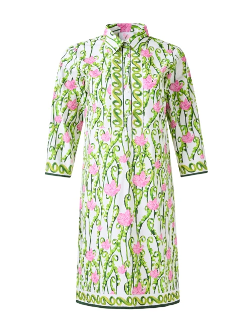 Pink and Green Floral Shirt Dress
