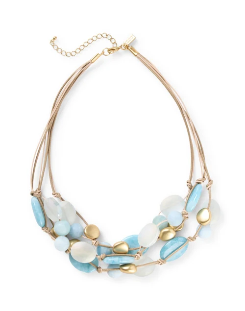 Larimar, Aquamarine, Crystal and Gold Beaded Necklace