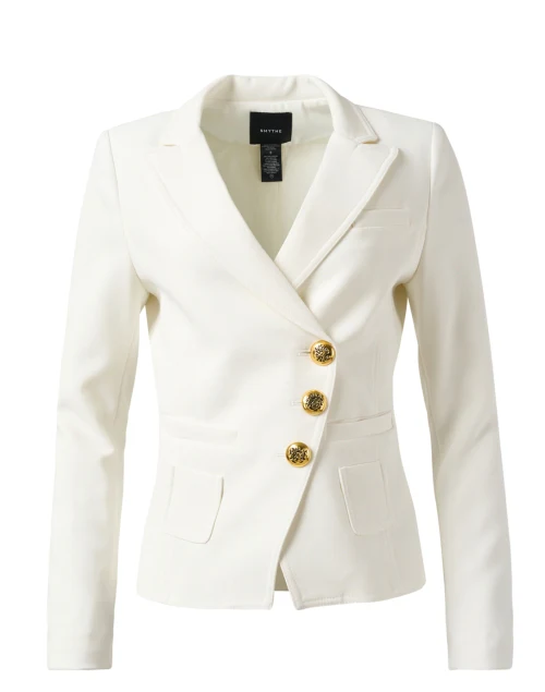 White Stretch Wrap Blazer