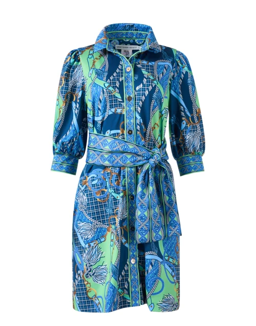 Blue Multi Print Shirt Dress