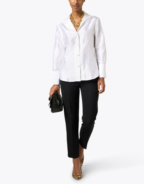 White Silk Button Up Shirt