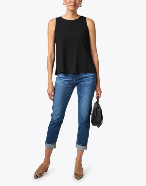 Black Stretch Jersey Knit Tank