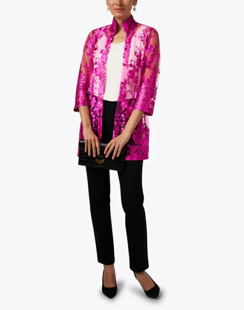 Rita Magenta Sheer Floral Top