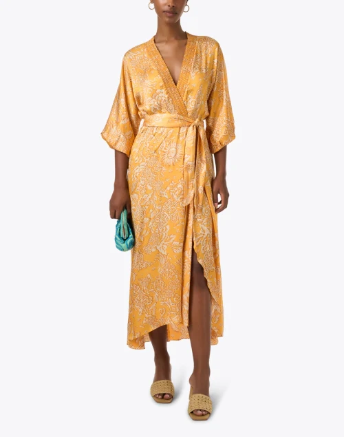 Celie Yellow Print Wrap Dress