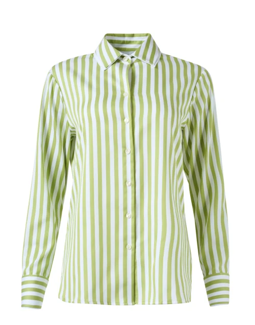 Margot Green and White Striped Cotton Top