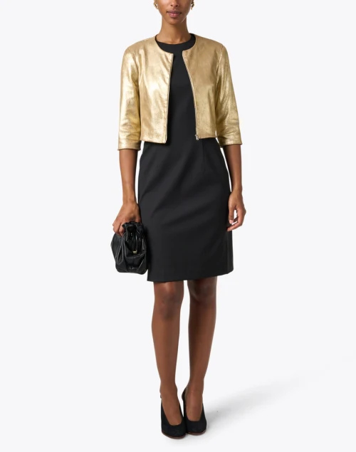 Mica Metallic Leather Cropped Jacket