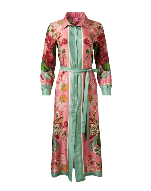 Multi Floral Silk Shirt Dress