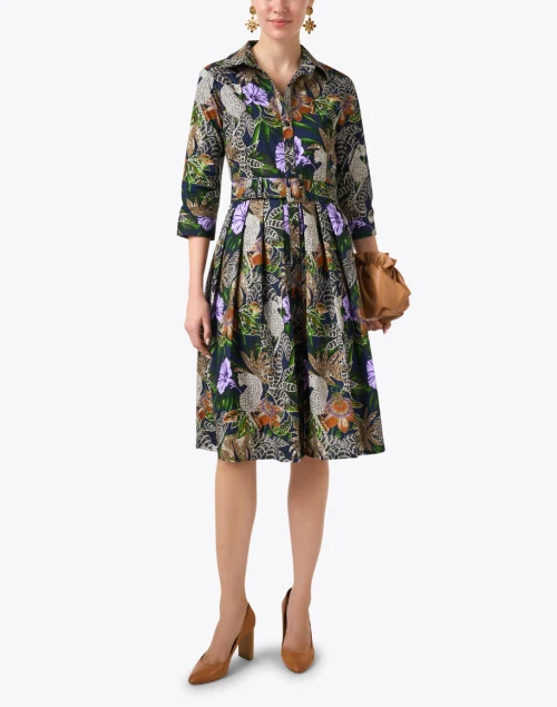 Audrey Multi Jungle Print Cotton Stretch Dress