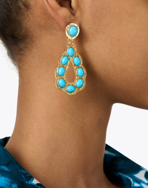 Gold and Turquoise Teardrop Earrings