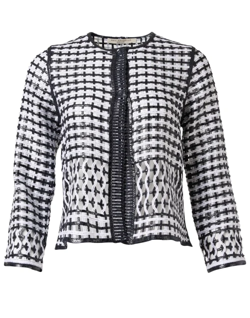 Navy and White Woven Cotton Jacket
