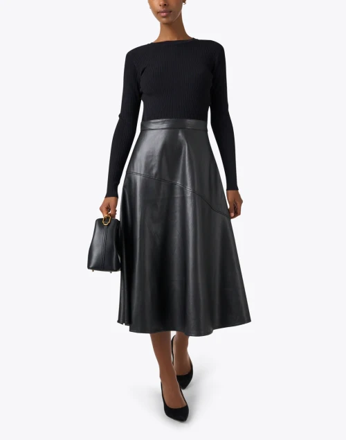 Lonnie Black Knit Leather Dress