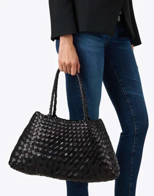 Santa Croce Black Woven Leather Shoulder Bag