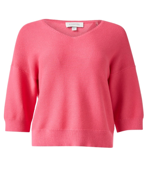 Coral Cotton V-Neck Sweater