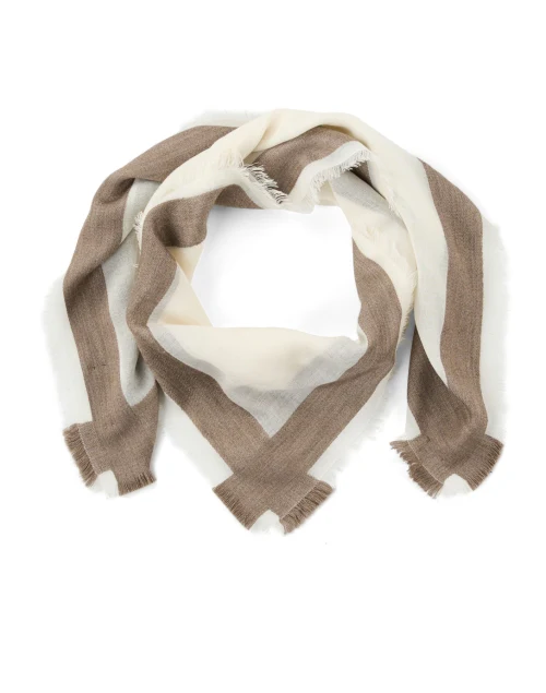 Cream Contrast Border Scarf