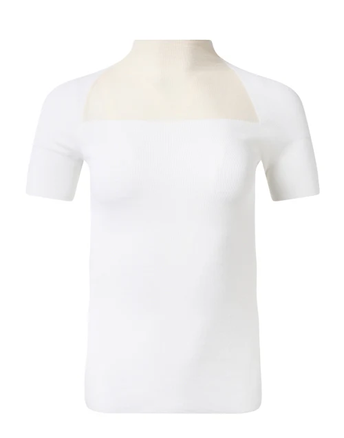 White Sheer Cutout Wool Top