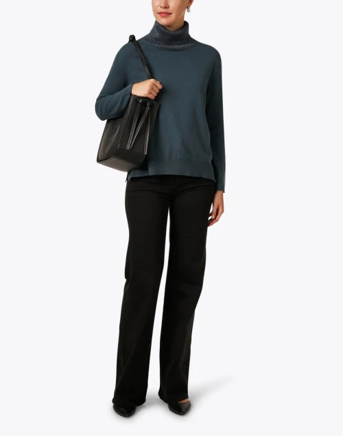 Petrolio Teal Shimmer Turtleneck Sweater