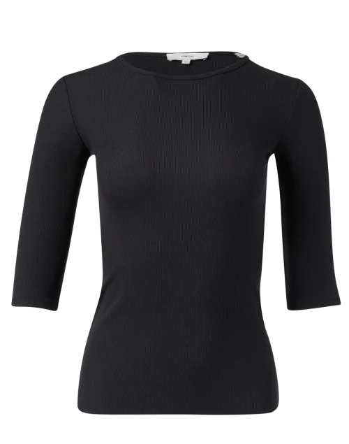 Black Elbow Sleeve Cotton Tee
