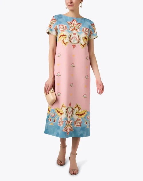 Adria Pink and Blue Print Dress