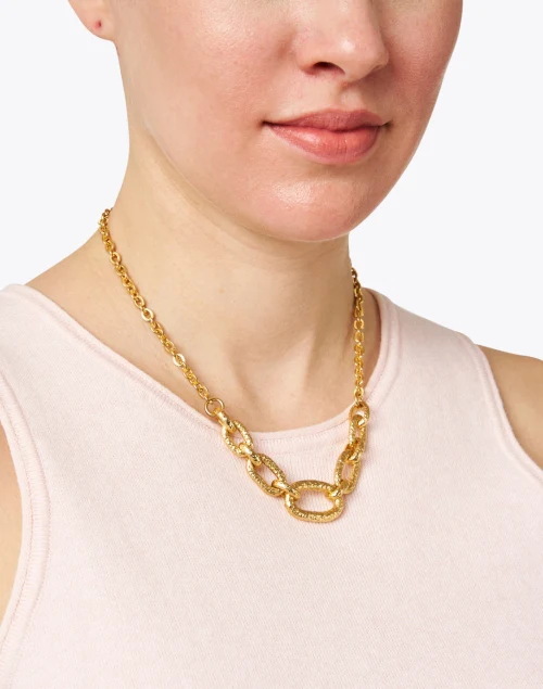 Hammered Gold Link Necklace
