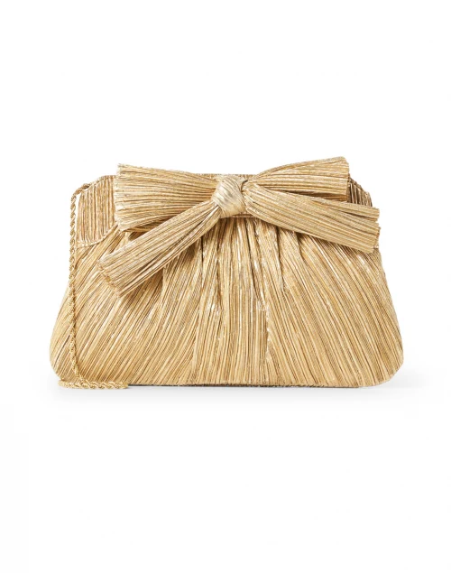 Rayne Gold Pleated Lame Bow Clutch