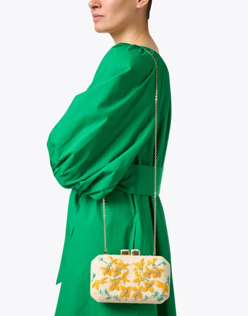 Forsythia Embroidered Floral Clutch