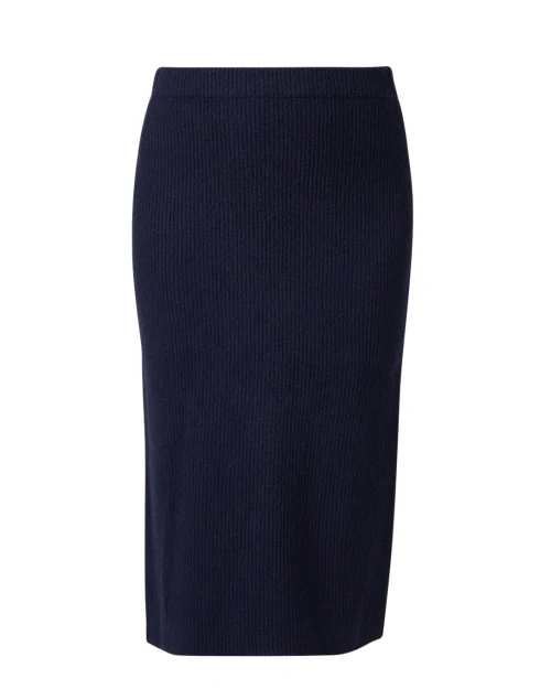 Navy Wool Blend Knit Skirt