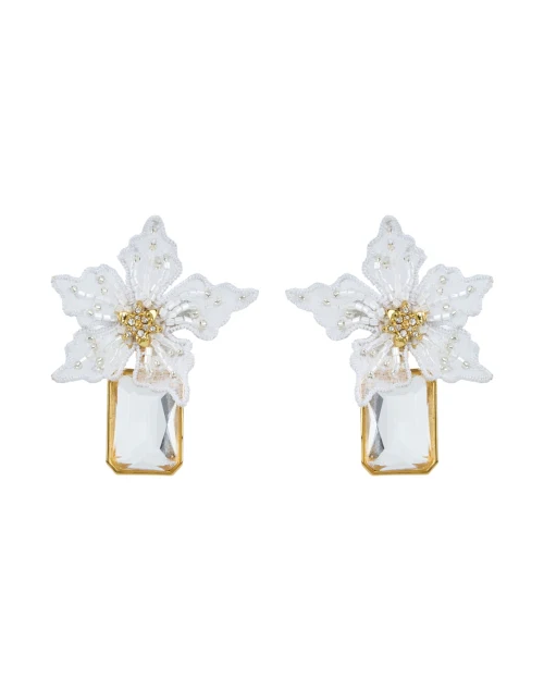 Lucia White Flower Stone Drop Earrings