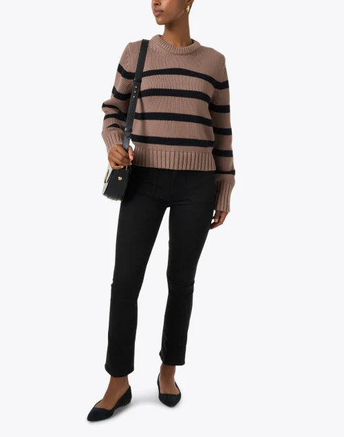 Brown and Black Striped Cotton Sweater