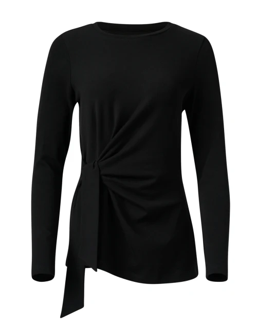 Black Pima Cotton Tie Tunic Top
