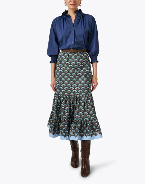Fiona Navy Silky Poplin Shirt