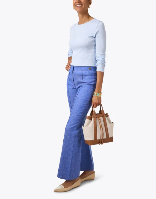 Blue Ribbed Cotton Shirt
